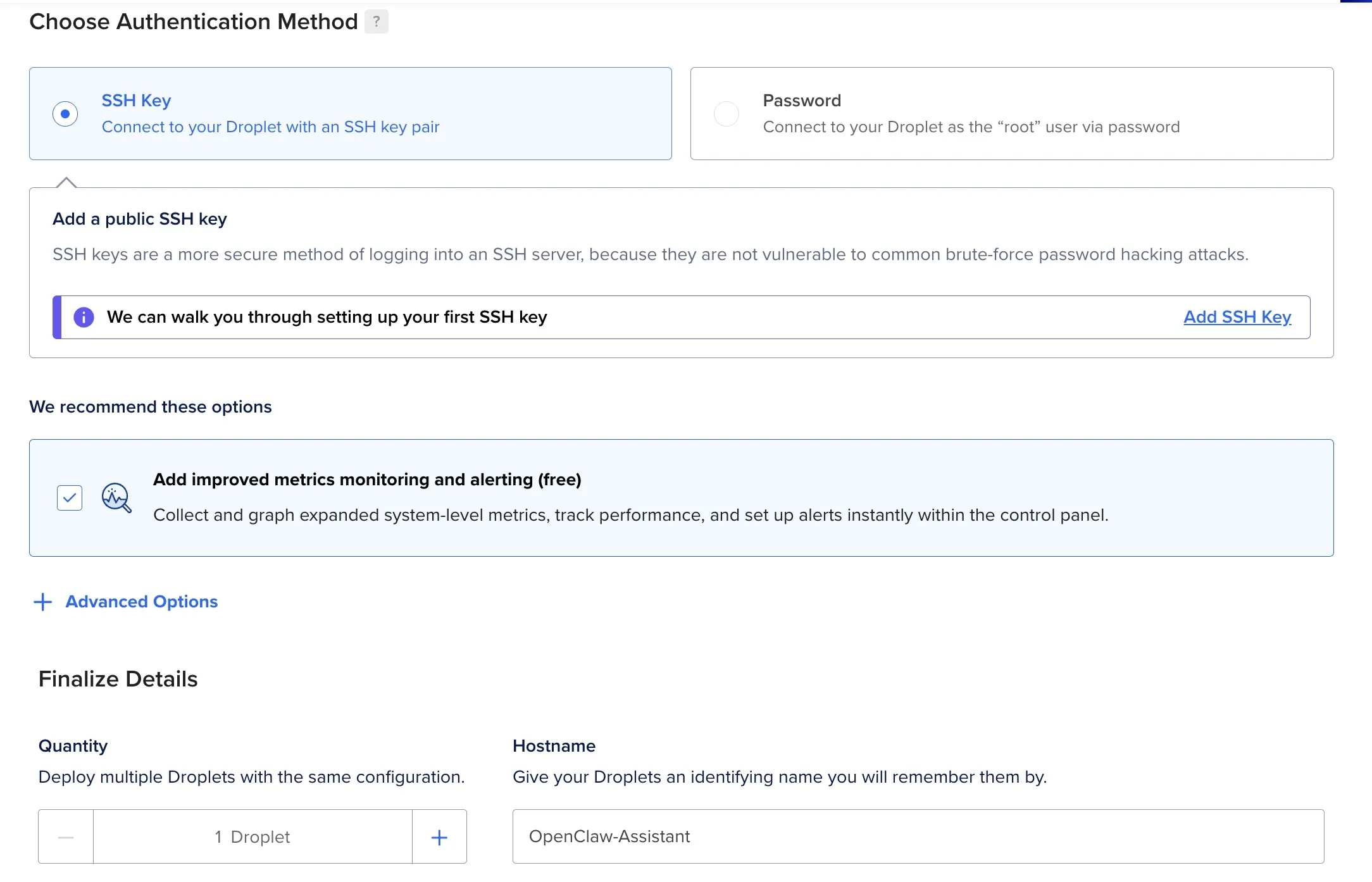 Adding your SSH key to DigitalOcean