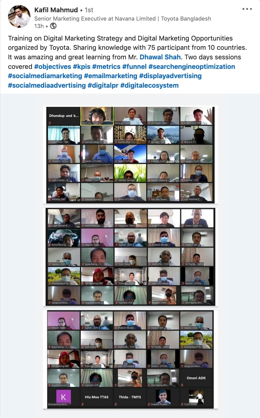 Digital strategy training for Toyota with teams from 10 countries