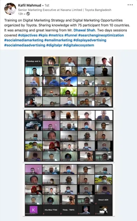 Digital strategy training for Toyota with teams from 10 countries